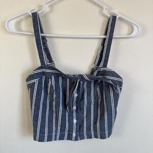 NWT Brandy S Melville striped blue white button up cropped top
